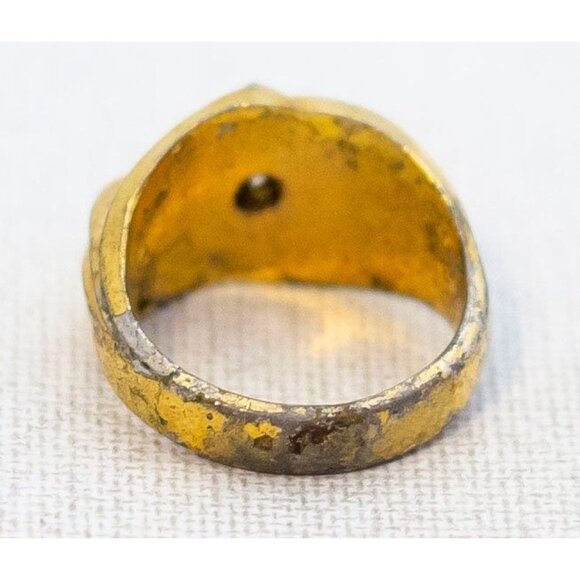 Size 9 1/2, Vintage Silver Tone Diamond Gold Tone Abstract Ring by Park Lane A23 - Picture 3 of 4